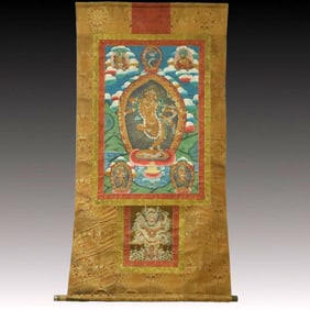 A Rare Brocade Painted Color Statue of Dakini Tangka