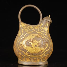 An Exquisite Gilt Silver Dragon Pattern Ewer