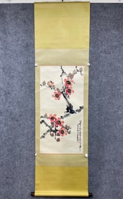 A Chinese Vertical Scroll Ink Painting of Flower and Bird on Paper