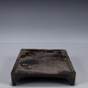 A Rare Kylin Pattern Inkstone,With poem