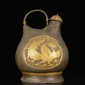 An Exquisite Gilt Silver Phoenix Pattern Ewer