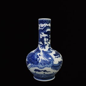 An Exquisite Blue and White Dragon and Phoenix Pattern Vase