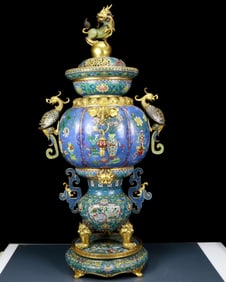 A Huge Cloisonne Eight Treasures Pattern Phoenix-Ears Censer