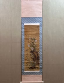 A Chinese Vertical Scroll Ink Painting of Flower on Paper,Jiang Tingxi