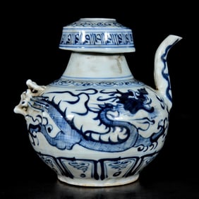 An Exquisite Blue and White Dragon Pattern Ewer