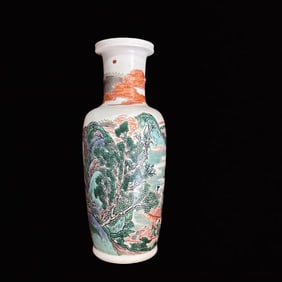 An Exquisite Wucai Landscape and Figure Pattern Vase