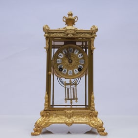 An Exquisite Gilt Bronze Table Clock Ornament