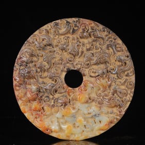 An Exquisite White Jade Chi-Dragon Pattern Jade Pendant,with Poem