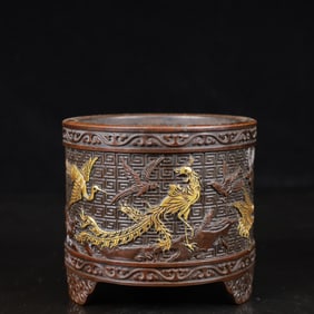 A Rare Bronze Phoenix Pattern Tripod Censer