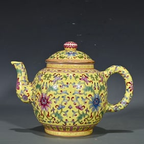 An Exquisite Enamel Flower Pattern Teapot