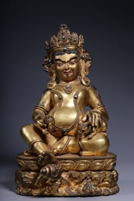 A Rare Gilt Bronze Inlaid Turquoise Statue of Mammon