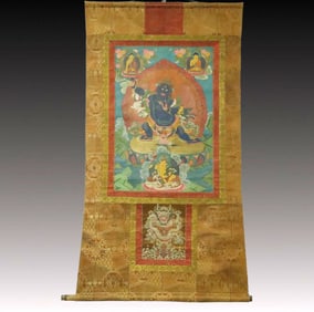 A Rare Brocade Painted Color Statue of Vajra Tangka