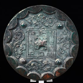 An Archaic Bronze Dragon Pattern Round Mirror