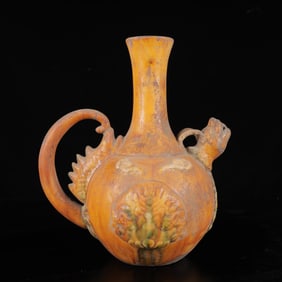 An Exquisite Tang Tri-Color Glazed Pottery Dragon Pattern Ewer
