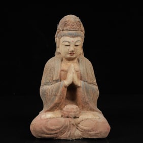 An Exquisite Camphor Wood Painted Color Statue of Avalokitesvara