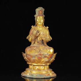 An Exquisite Gilt Bronze Statue of Avalokitesvara