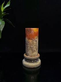 An Exquisite Tianhuang Stone Flower Pattern Seal,with Poem