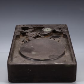 A Rare Seawater and Dragon Pattern Inkstone,With poem