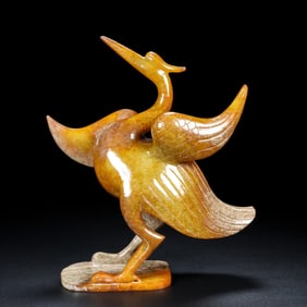 An Exquisite White Jade Crane Ornament