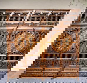 A Pair of Exquisite Huanghuali wood Dragon Pattern Cabinets