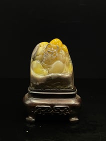 An Exquisite Shoushan Stone Figure Ornament,With Base