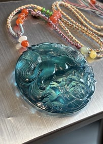 An Exquisite Aquamarine Auspicious Beast Necklace