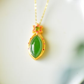 An Exquisite Sterling Silver-Gold Plated Inlaid Jasper Necklace,Inlaid Jasper