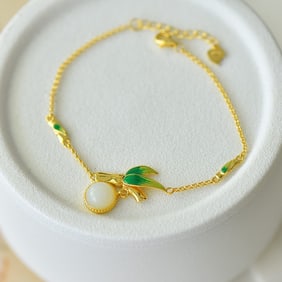 An Exquisite Sterling Silver Inlaid White Jade Bamboo Pattern Bracelet