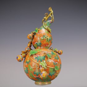 A Huge Cloisonne Bats and Gourd Pattern Gourd-Shaped Vase