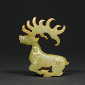An Exquisite White Jade Deer Pendant