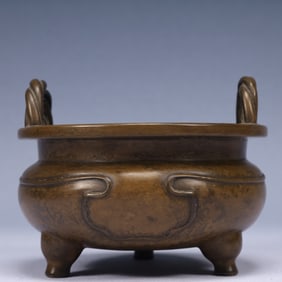 An Exquisite Bronze Double-Ears and Tripod Censer