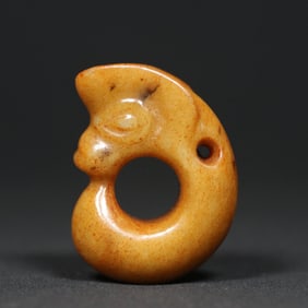 An Exquisite White Jade 'Boar& Dragon' Pendant