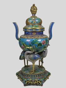 A Exquisite Cloisonne Flower Pattern Dragon Pattern Tripod Censer