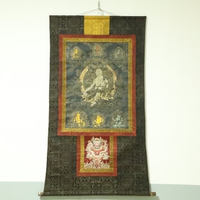 An Exquisite Brocade Painted Color Statue of Tara Tangka