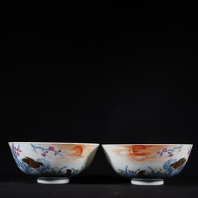 An Exquisite Enamel Flower and Bird Pattern with poem Bowl