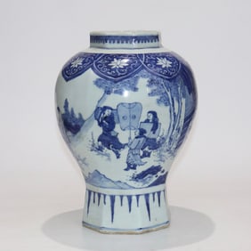 An Exquisite Blue and White Character and Story Pattern Jar