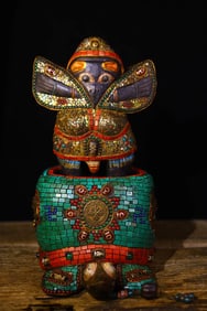 An Exquisite Stone Inlaid Gems Turtle Ornament