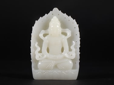 An Exquisite White Jade Statue of Bodhisattva