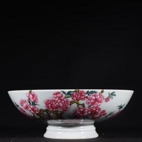 An Exquisite Enamel Flower and Bird Pattern with poem Plate