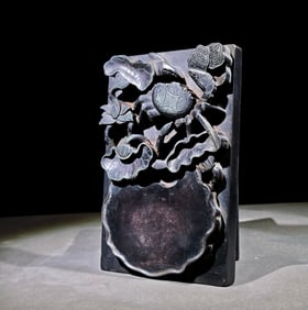 An Exquisite Flower Pattern with poem Inkstone