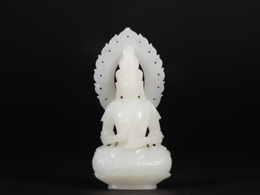 An Exquisite White Jade Statue of Bodhisattva