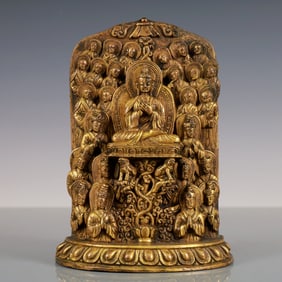 An Exquisite Gilt Bronze Statue of Sakyamuni