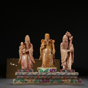 A Set of Fine Shoushan Stone Figure Ornament