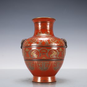 Gutong Glazed Outline in gold Phoenix Pattern Double-Ears Vase