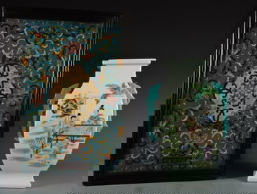 An Exquisite Famille-Rose Character and Story Pattern Double-Ears Vase