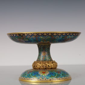 An Exquisite Cloisonne Gilt Bronze Lotus Pattern Flower Pattern Plate