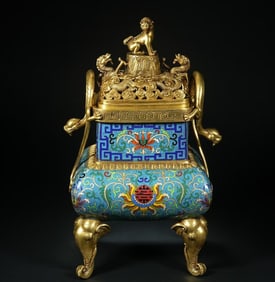 A Exquisite Cloisonne Lotus Pattern Dragon Pattern Censer