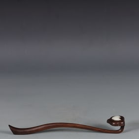A Exquisite Zitanwood Inlaid White Jade Ruyi
