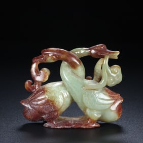 An Exquisite White Jade Mandarin Duck Ornament