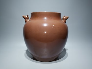 An Exquisite Purple Glazed Double-Ears Jar